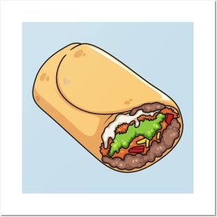 Burrito cartoon illustration Posters and Art